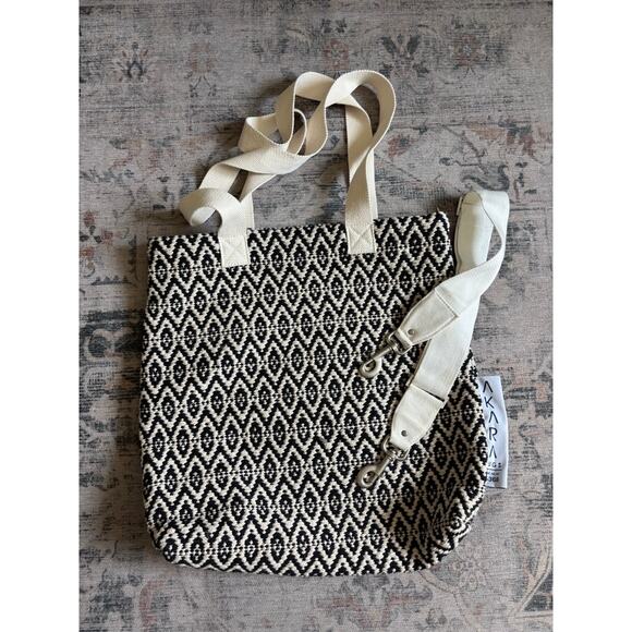 Boho XL Tote Bag Woven Rug Fabric Travel Carryall Mom Market Bag Aztec Print - Picture 2 of 8